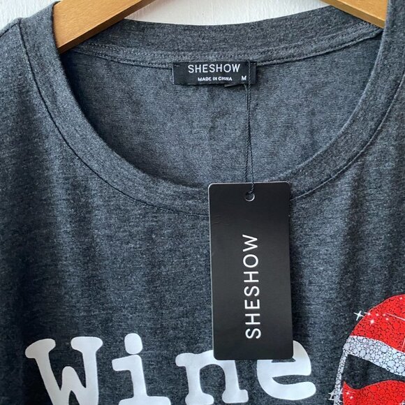 Sheshow T-shirt Womens Medium Gray NWT Wine 2020 Kitschy Gift - Picture 4 of 6